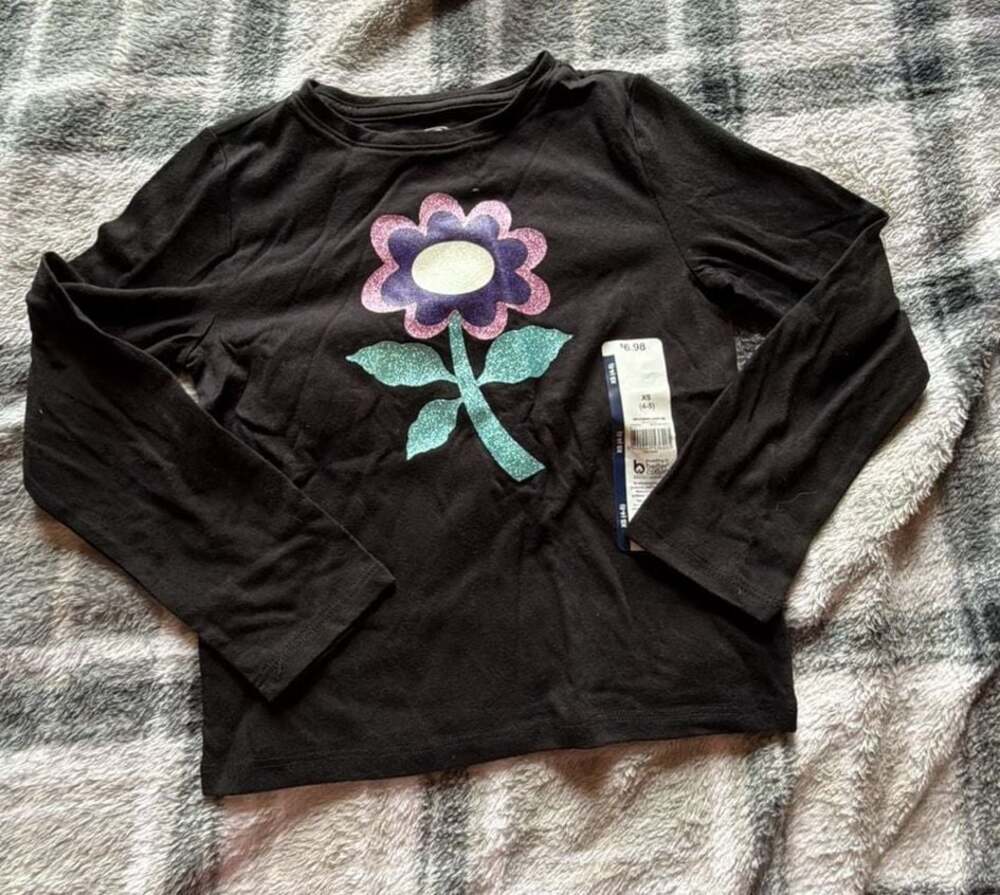 Wonder Nation Girls Long Sleeve Embellished Graphic T-Shirt